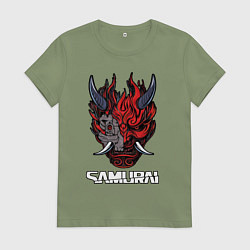 Футболка хлопковая женская Samurai logo, цвет: авокадо