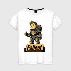 Футболка хлопковая женская Vault boy in armor, цвет: белый