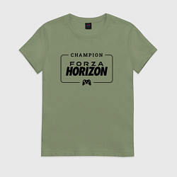 Футболка хлопковая женская Forza Horizon gaming champion: рамка с лого и джой, цвет: авокадо