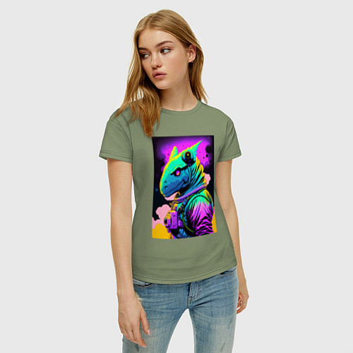 Женская футболка Dino astronaut - neural network / Авокадо – фото 3