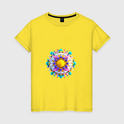 Футболка хлопковая женская Молекула вируса, цвет: желтый