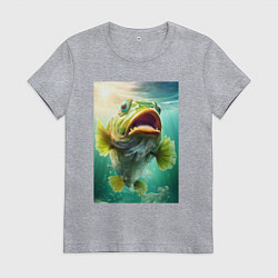 Футболка хлопковая женская Большой карп, цвет: меланж
