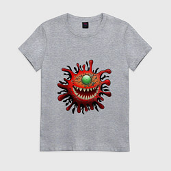Футболка хлопковая женская Веселый вирус красный, цвет: меланж