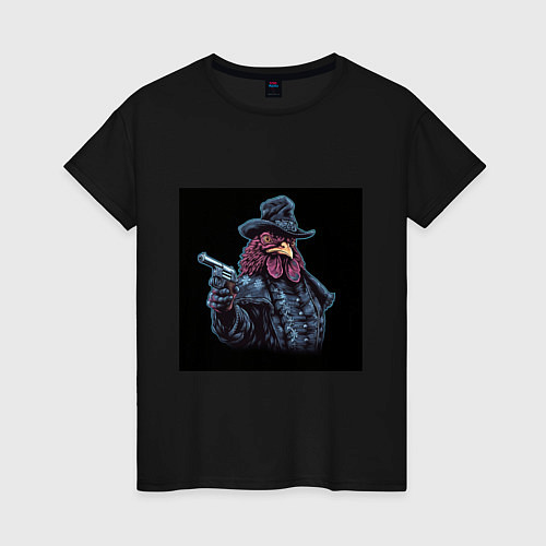 Женская футболка Петух-шериф / Черный – фото 1
