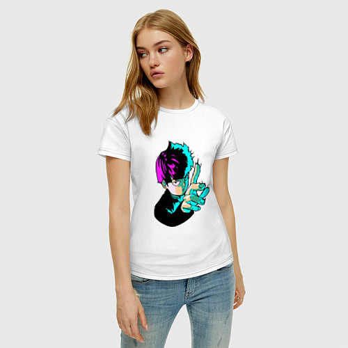 Женская футболка Неоновый моб психо / Белый – фото 3