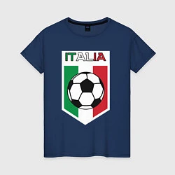 Футболка хлопковая женская Футбол Италии, цвет: тёмно-синий