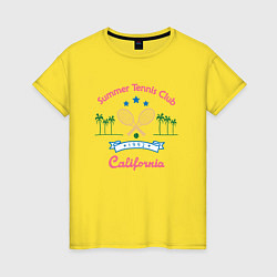 Футболка хлопковая женская Летний теннисный клуб, цвет: желтый