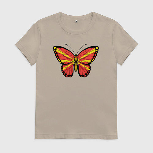 Женская футболка Бабочка Северная Македония / Миндальный – фото 1
