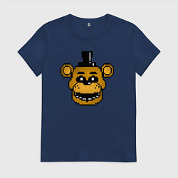 Футболка хлопковая женская Золотой пиксельный Фредди, цвет: тёмно-синий