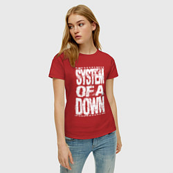 Футболка хлопковая женская System of a down - stencil, цвет: красный — фото 2