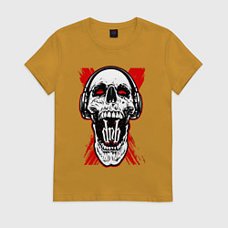 Футболка хлопковая женская DnB skull, цвет: горчичный