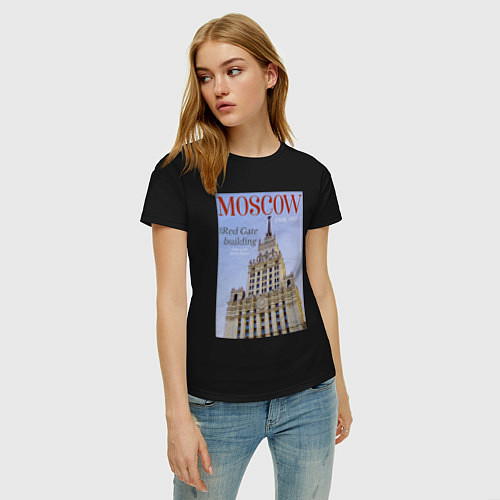 Женская футболка Москва на обложке журнала ретро / Черный – фото 3
