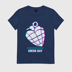 Футболка хлопковая женская Green Day glitch rock, цвет: тёмно-синий