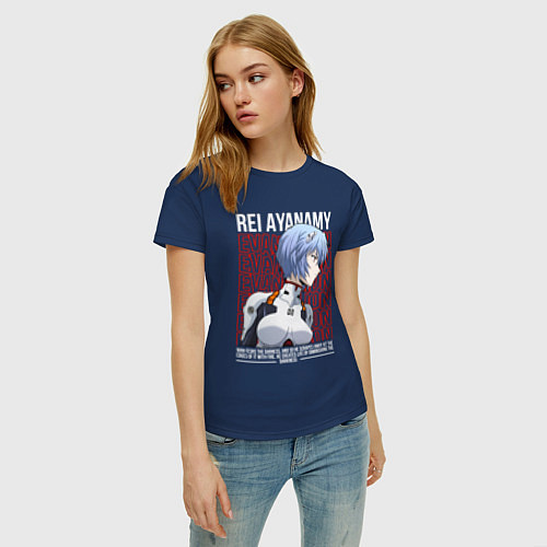Женская футболка Евангелион Рей / Тёмно-синий – фото 3