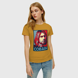 Футболка хлопковая женская Nirvana - Kurt Cobain, цвет: горчичный — фото 2