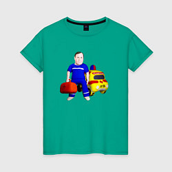 Футболка хлопковая женская Доктор реанимации, цвет: зеленый