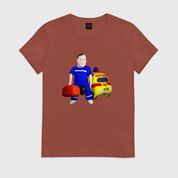 Футболка хлопковая женская Доктор реанимации, цвет: кирпичный