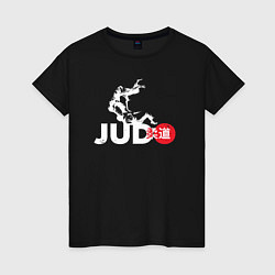 Футболка хлопковая женская Judo Japan, цвет: черный