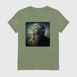Футболка хлопковая женская Человеческая головоломка, цвет: авокадо