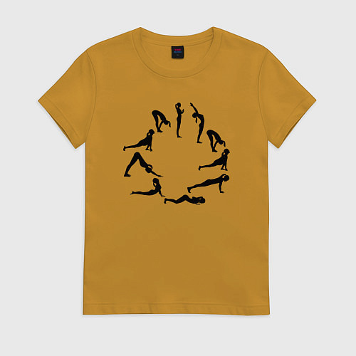 Женская футболка Йога стиль / Горчичный – фото 1