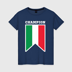Футболка хлопковая женская Италия чемпион, цвет: тёмно-синий