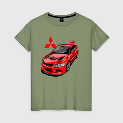 Футболка хлопковая женская Lancer Evolution 8, цвет: авокадо