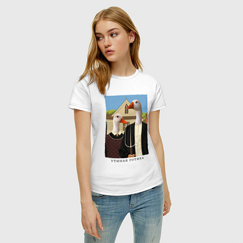 Женская футболка Утиная готика пародия на Американская готика / Белый – фото 3