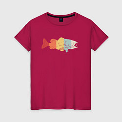 Футболка хлопковая женская Color fish, цвет: маджента