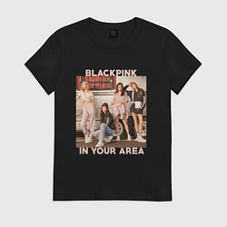 Футболка хлопковая женская Blackpink Jennie Lisa Rose Jisoo, цвет: черный