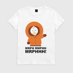 Футболка хлопковая женская Кенни говорит Южный парк, цвет: белый