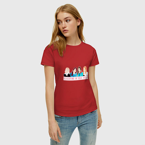 Женская футболка BLACKPINK арт от нейросети / Красный – фото 3