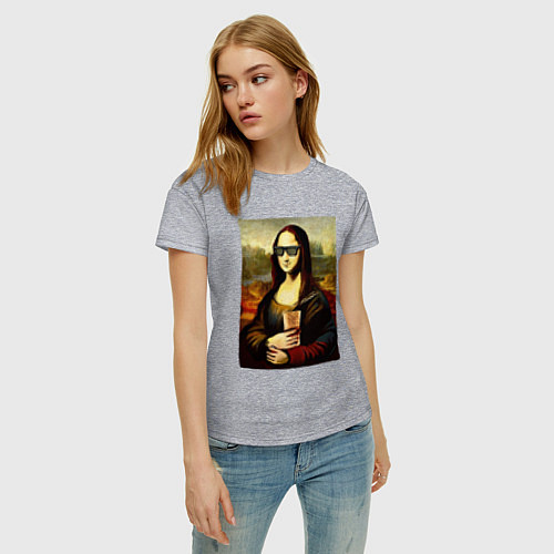 Женская футболка Мона Лиза с шаурмой / Меланж – фото 3