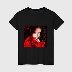 Футболка хлопковая женская Blackpink Jisoo in red, цвет: черный