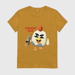 Футболка хлопковая женская Chicken Gun злой, цвет: горчичный