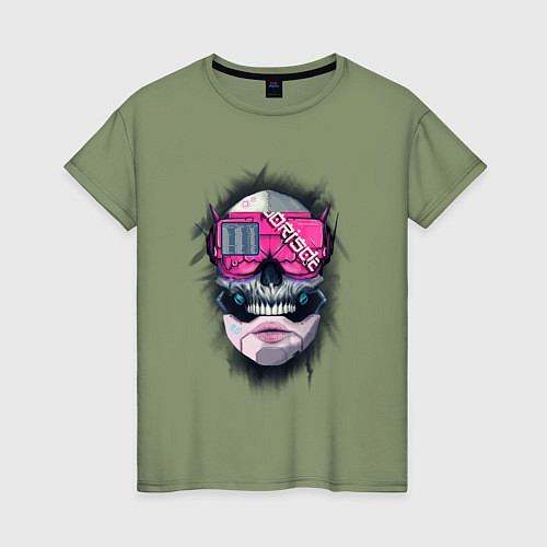 Женская футболка Sci-fi skull / Авокадо – фото 1