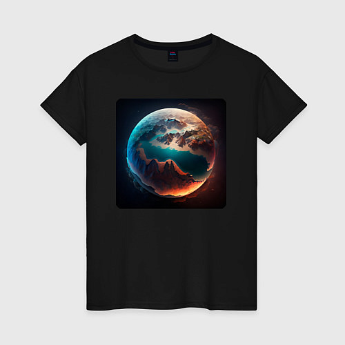 Женская футболка Сюрреалистичная планета / Черный – фото 1
