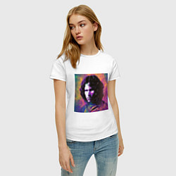 Футболка хлопковая женская Jim Morrison few color digital Art, цвет: белый — фото 2