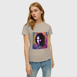 Футболка хлопковая женская Jim Morrison few color digital Art, цвет: миндальный — фото 2