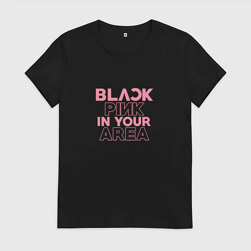 Женская футболка Black pink in your area - минимализм / Черный – фото 1