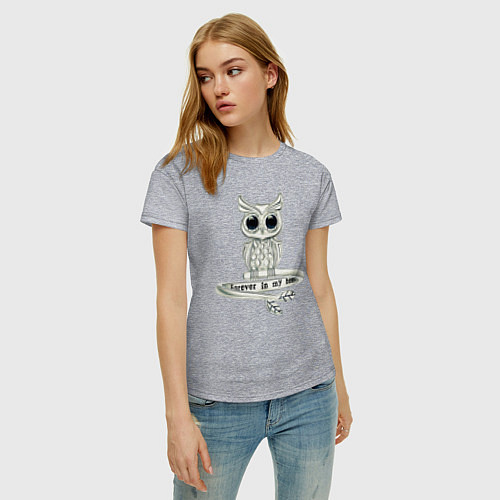 Женская футболка Серебряная сова на кольце / Меланж – фото 3