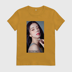 Футболка хлопковая женская Kim Jisoo, цвет: горчичный