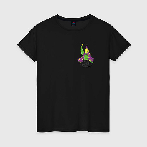 Женская футболка Волнистый попугай волшебник / Черный – фото 1