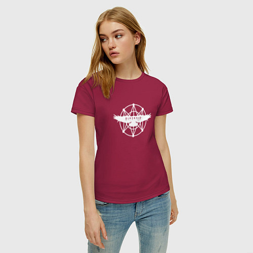 Женская футболка Логотип Distraid - Ворон / Маджента – фото 3