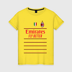 Футболка хлопковая женская Рафаэль Леао ФК Милан форма 2223 гостевая, цвет: желтый