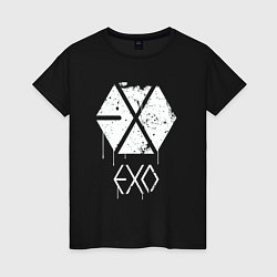 Футболка хлопковая женская EXO лого, цвет: черный