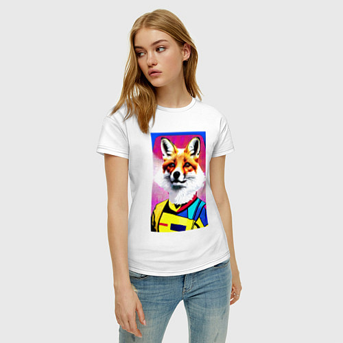 Женская футболка Fox - pop art - fashionista / Белый – фото 3