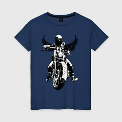Футболка хлопковая женская Biker wings, цвет: тёмно-синий