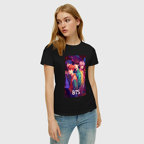 Женская футболка BTS anime kpop style / Черный – фото 3