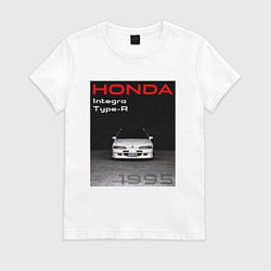 Футболка хлопковая женская Honda Integra Type-R обложка, цвет: белый