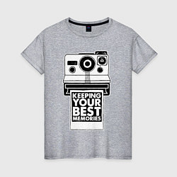 Футболка хлопковая женская Polaroid best memories, цвет: меланж